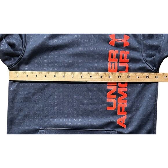 Under Armour Fleece Embossed Gray & Orange Hoodie Boy's Medium - Picture 3 of 6